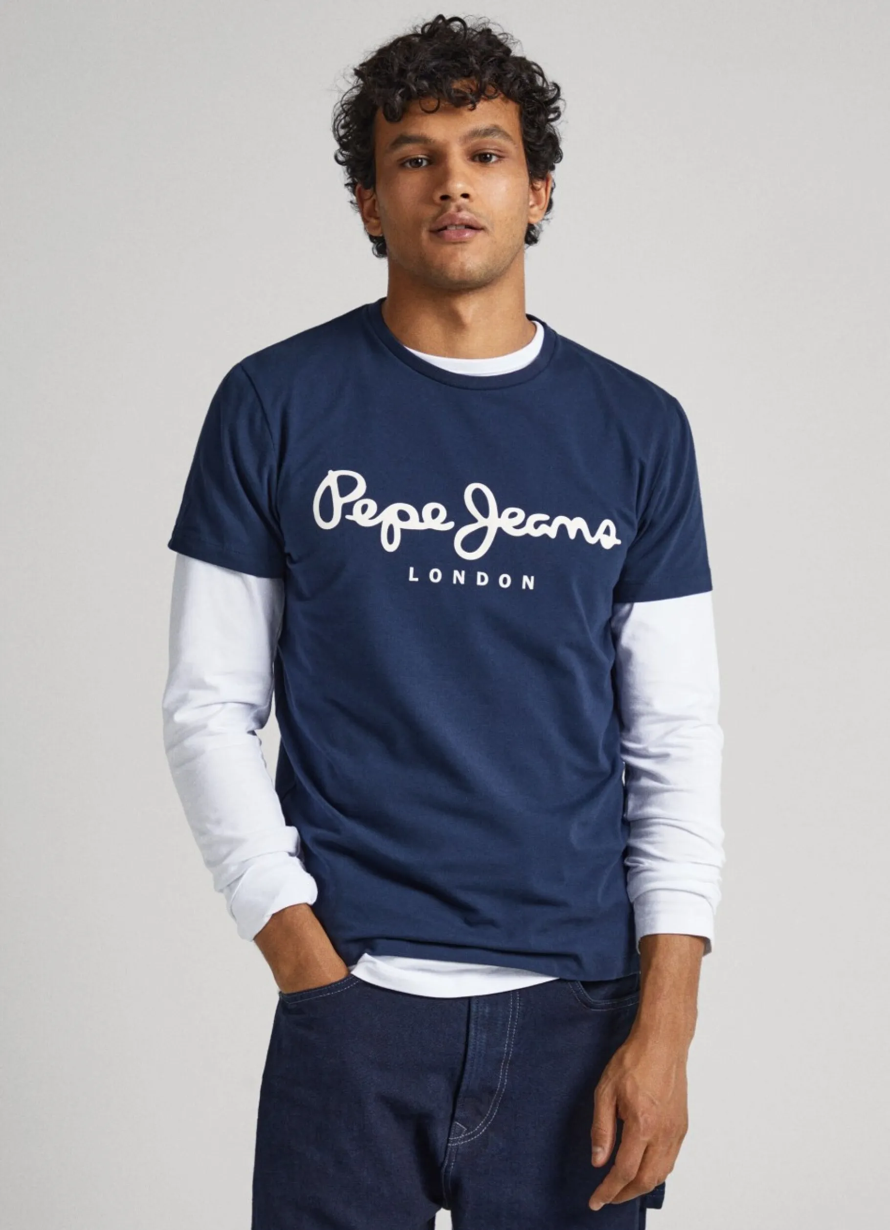 Men Pepe Jeans Short-Sleeved Cotton T-Shirt