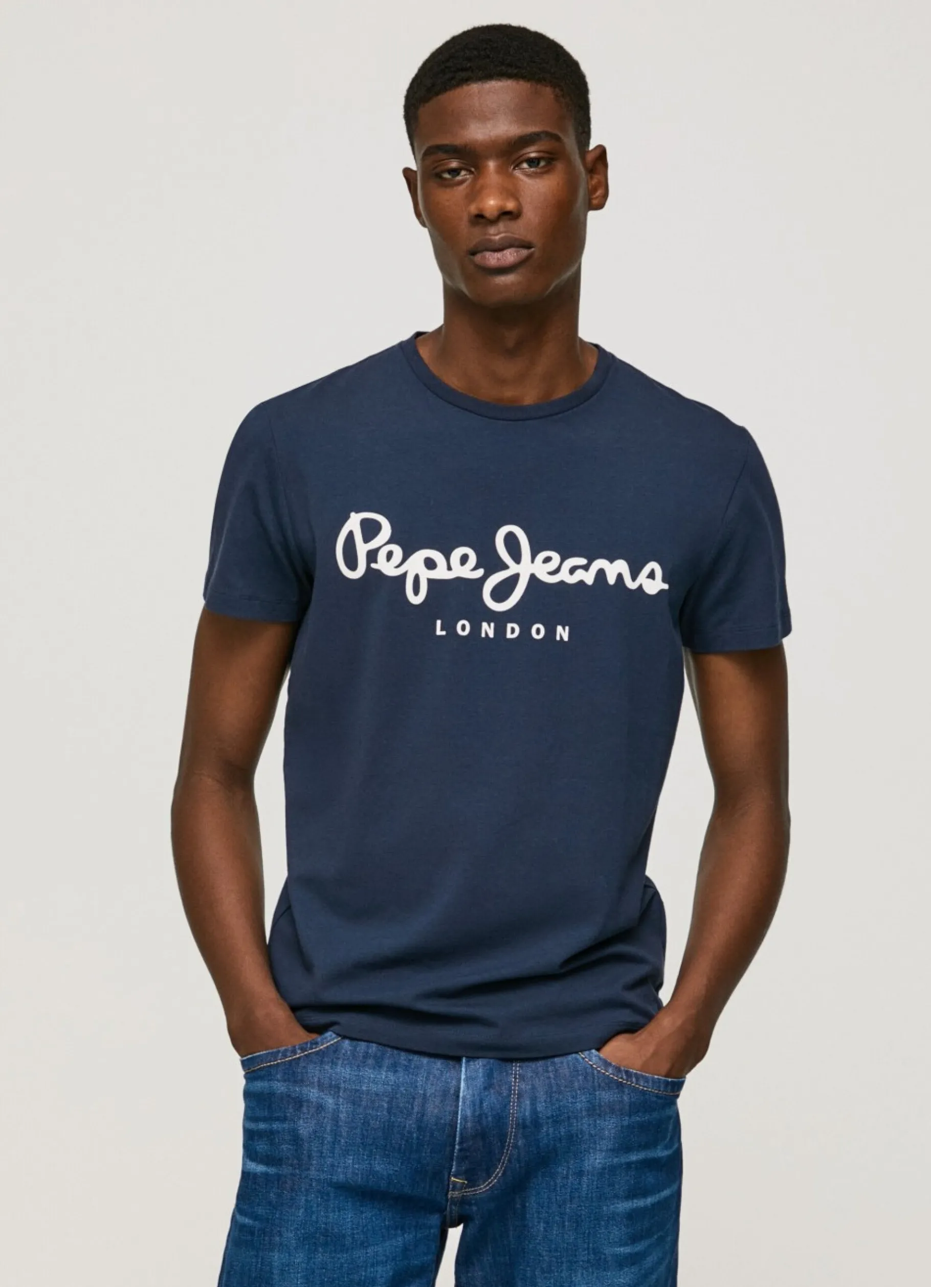 Men Pepe Jeans Short-Sleeved Cotton T-Shirt