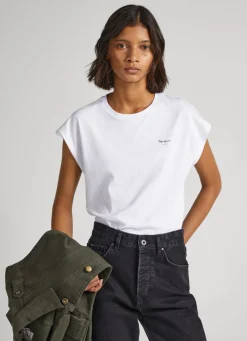 Women Pepe Jeans Sleeveless T-Shirt With Printed Logo