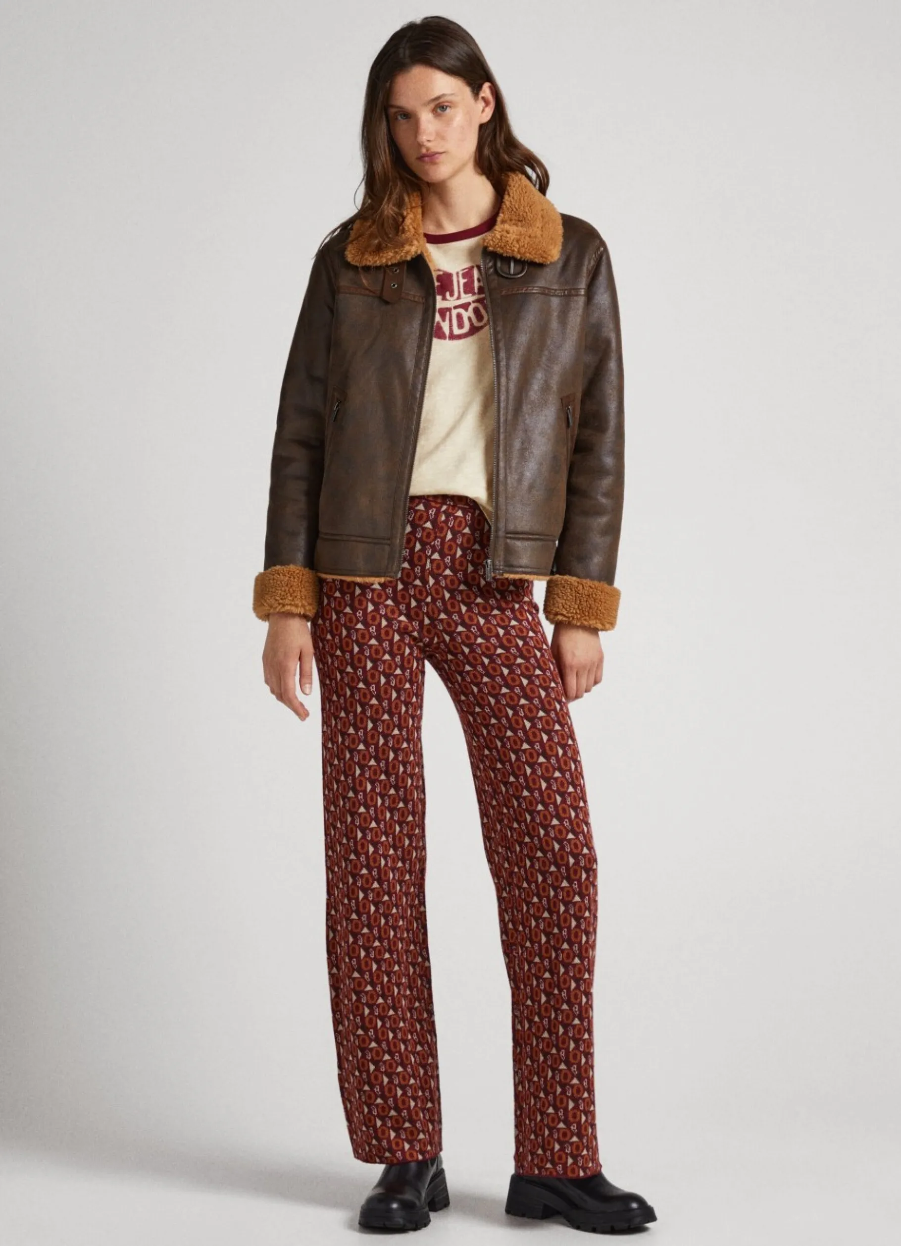 Women Pepe Jeans Straight Jacquard Trousers