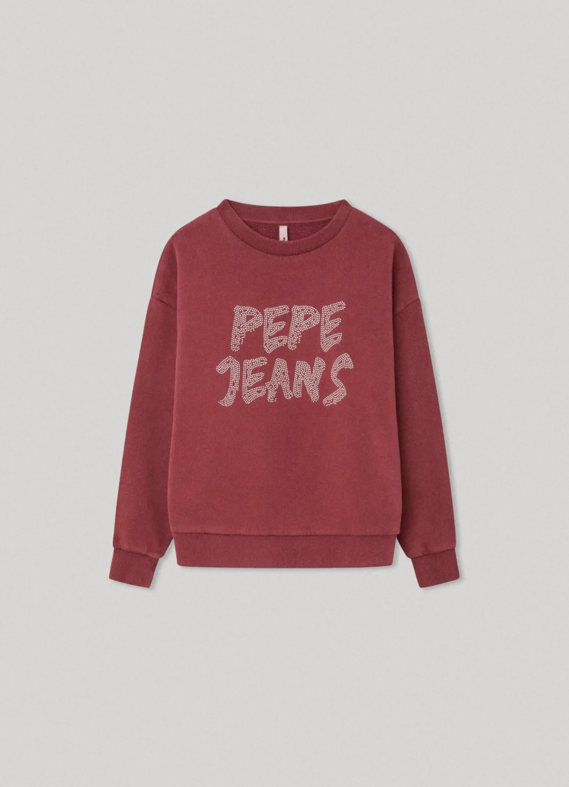 Girl Pepe Jeans Strass Logo Cotton Sweatshirt