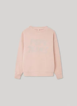 Girl Pepe Jeans Strass Logo Cotton Sweatshirt