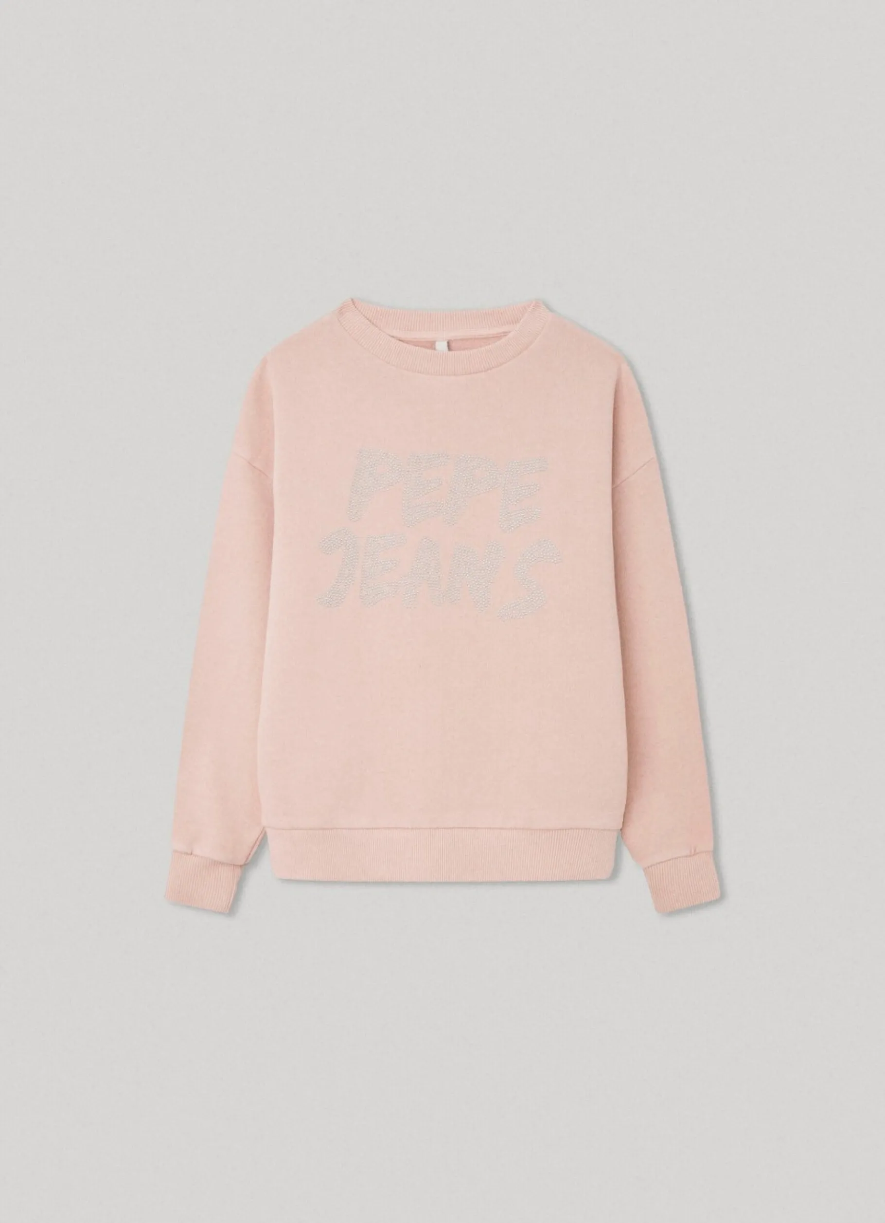 Girl Pepe Jeans Strass Logo Cotton Sweatshirt