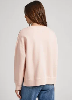 Women Pepe Jeans Strass Logo Cotton Sweatshirt