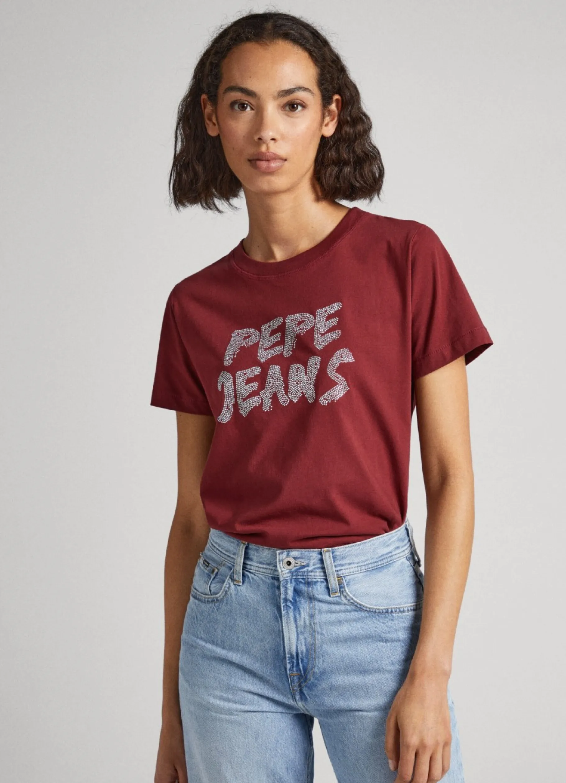 Women Pepe Jeans Strass Logo T-Shirt