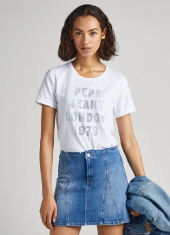 Women Pepe Jeans Strass Logo T-Shirt