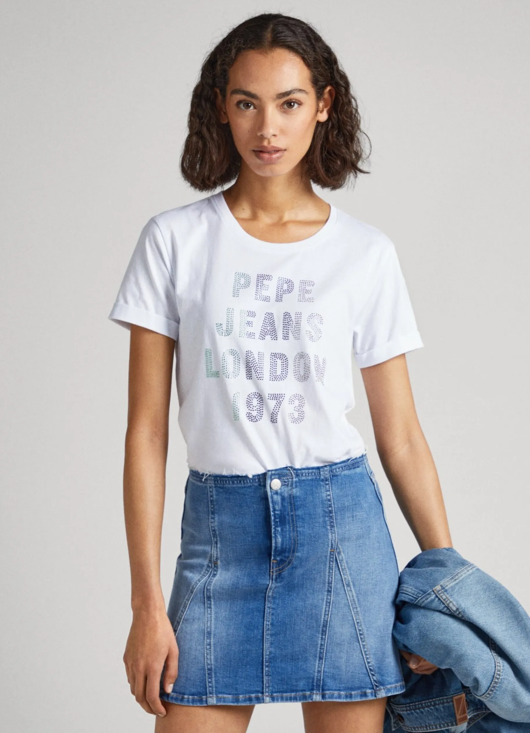 Women Pepe Jeans Strass Logo T-Shirt