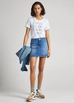 Women Pepe Jeans Strass Logo T-Shirt