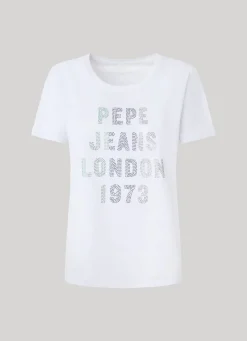 Women Pepe Jeans Strass Logo T-Shirt
