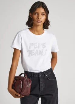 Women Pepe Jeans Strass Logo T-Shirt