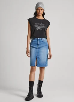 Women Pepe Jeans Strass Logo T-Shirt
