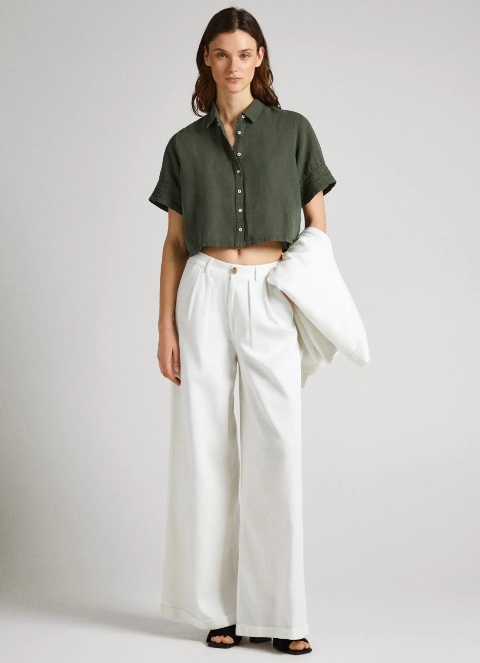 Women Pepe Jeans Stretch Twill Palazzo Trousers
