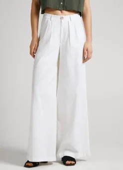 Women Pepe Jeans Stretch Twill Palazzo Trousers