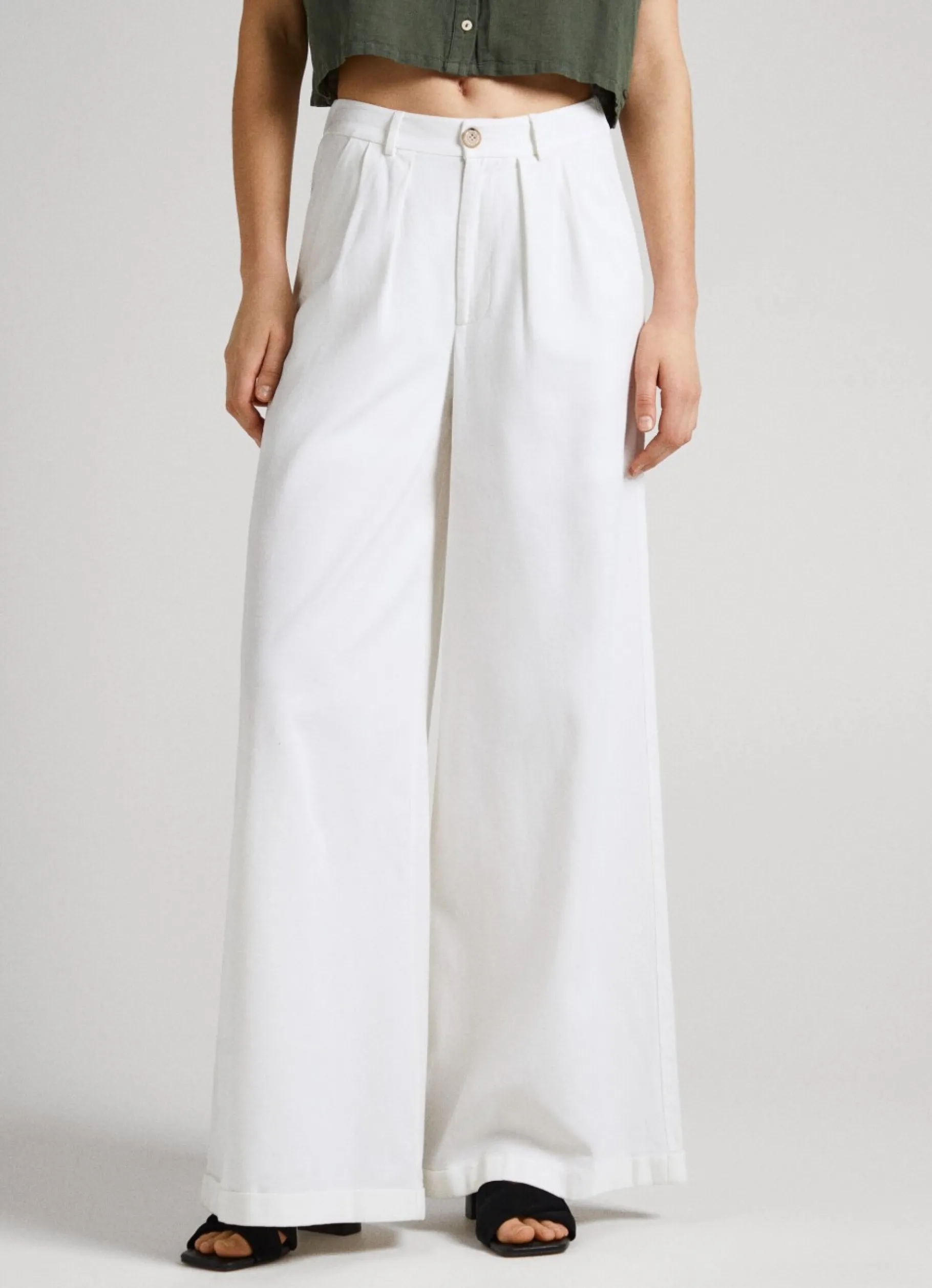 Women Pepe Jeans Stretch Twill Palazzo Trousers