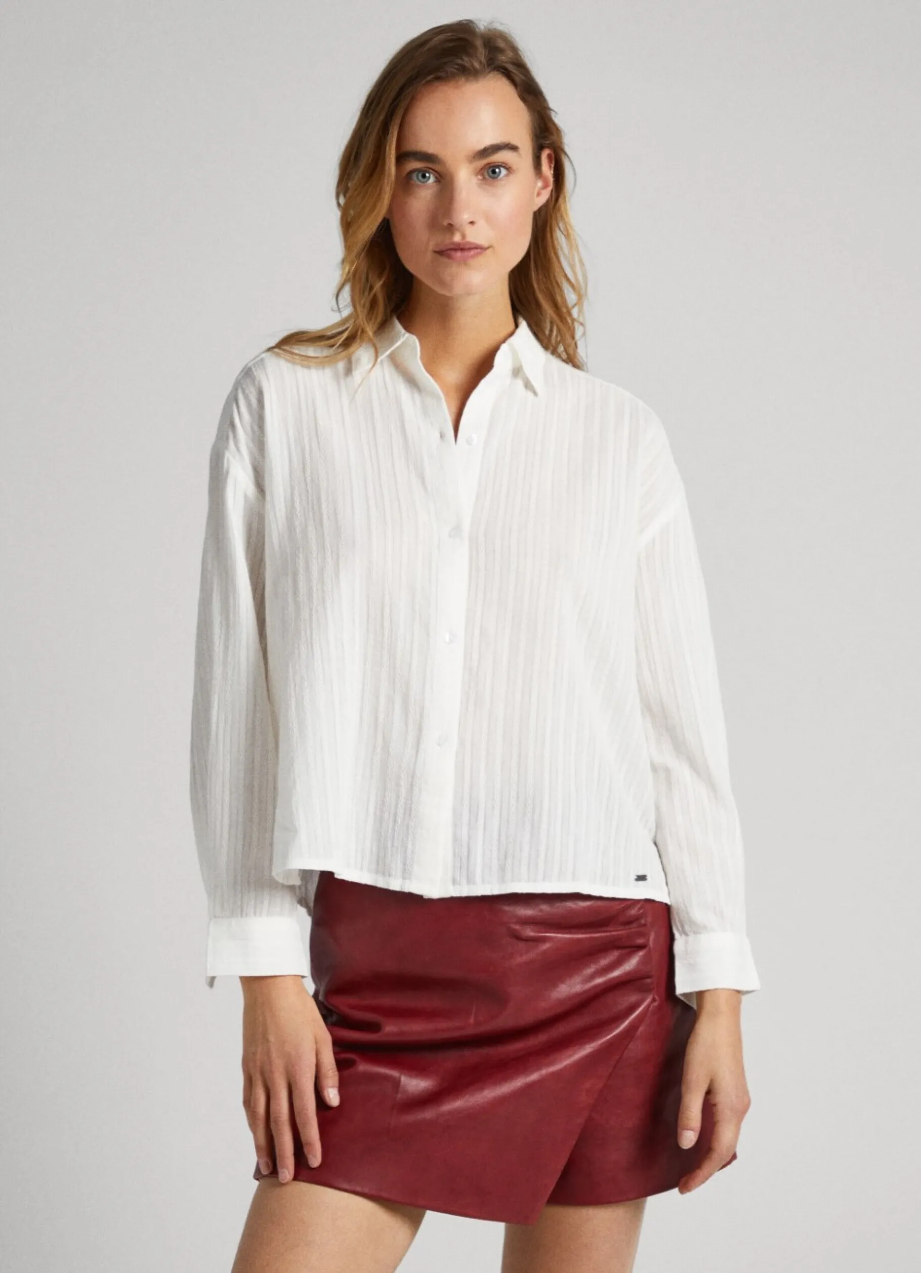 Women Pepe Jeans Striped Cotton Dobby Shirt
