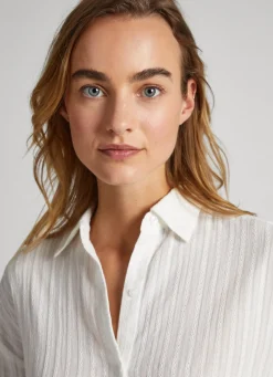 Women Pepe Jeans Striped Cotton Dobby Shirt