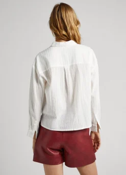 Women Pepe Jeans Striped Cotton Dobby Shirt
