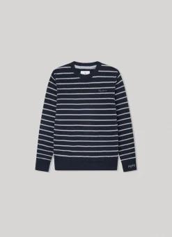 Boy Pepe Jeans Striped Cotton Sweatshirt
