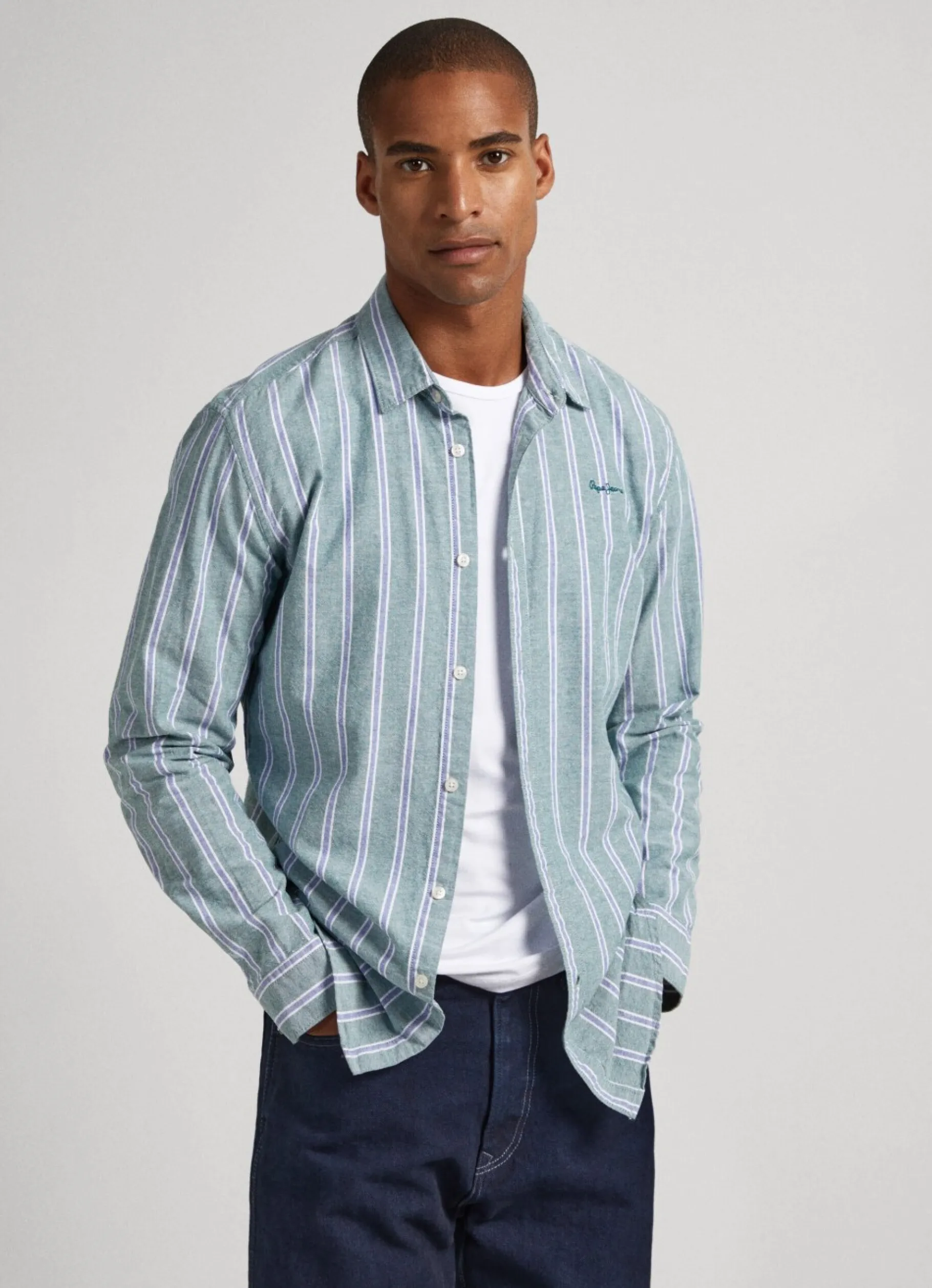 Men Pepe Jeans Striped Oxford Shirt