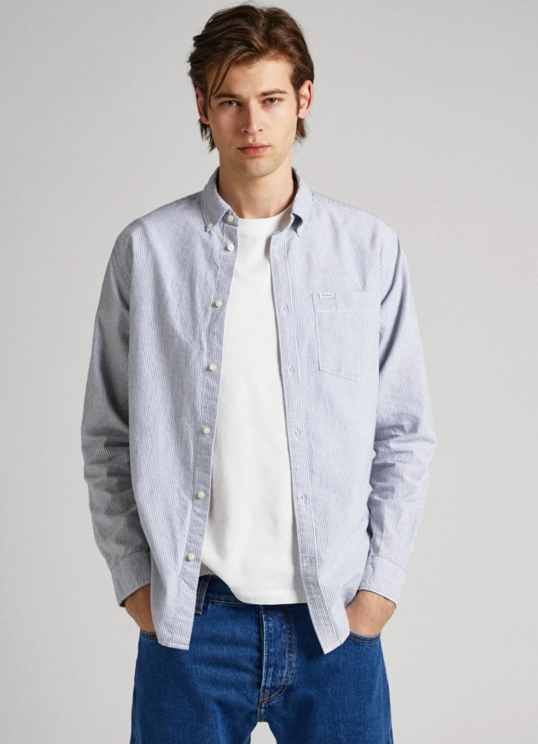 Men Pepe Jeans Striped Oxford Shirt
