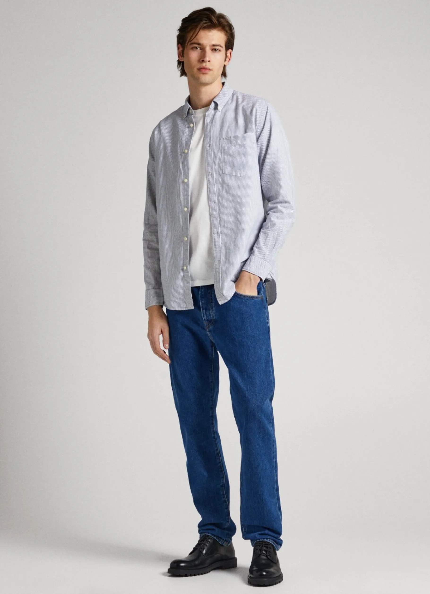 Men Pepe Jeans Striped Oxford Shirt