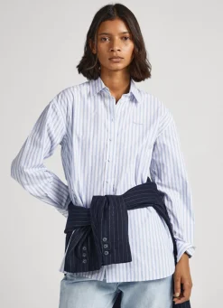 Women Pepe Jeans Striped Poplin Shirt