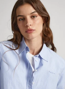 Women Pepe Jeans Striped Poplin Shirt