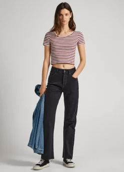Women Pepe Jeans Striped Rib T-Shirt