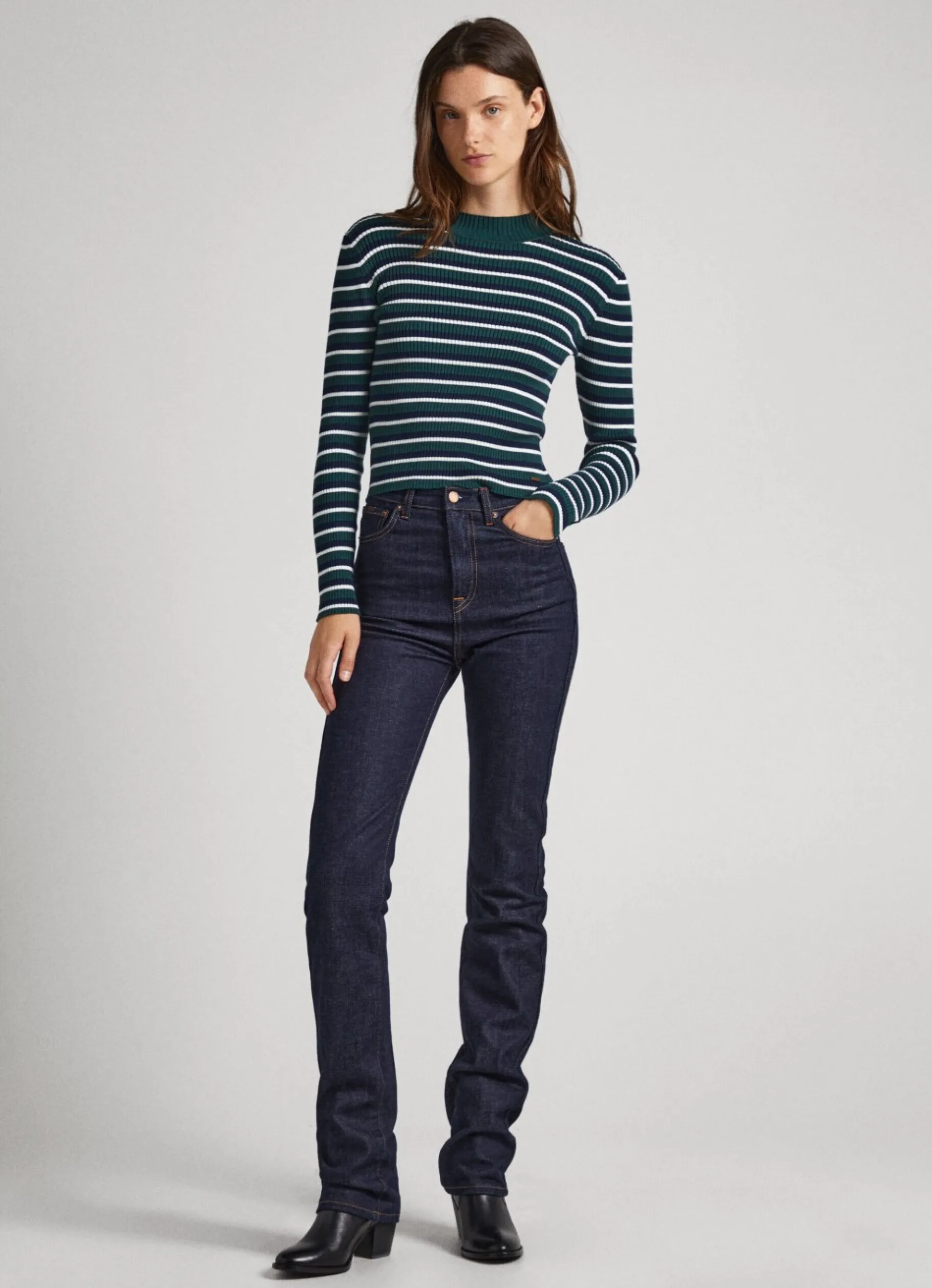 Women Pepe Jeans Striped Ribbed Knit