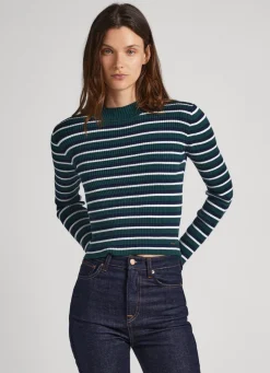 Women Pepe Jeans Striped Ribbed Knit