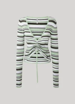 Women Pepe Jeans Striped Ribbed Top