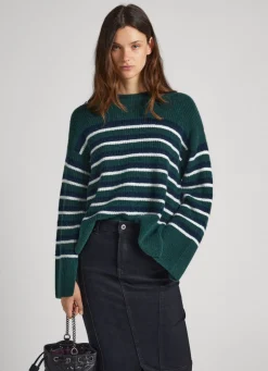 Women Pepe Jeans Striped Round Neck Knit