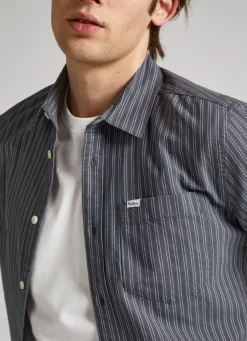 Men Pepe Jeans Striped Slim Fit Oxford Shirt
