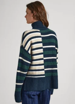 Women Pepe Jeans Striped Turtleneck Knit