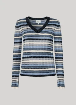 Women Pepe Jeans Striped V-Neck Knit