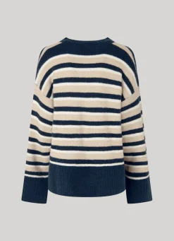 Women Pepe Jeans Striped V-Neck Sweatshirt