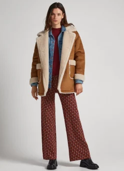 Women Pepe Jeans Suedette Coat With Fleece Lining