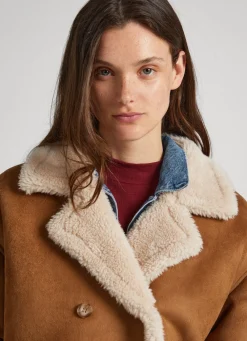 Women Pepe Jeans Suedette Coat With Fleece Lining