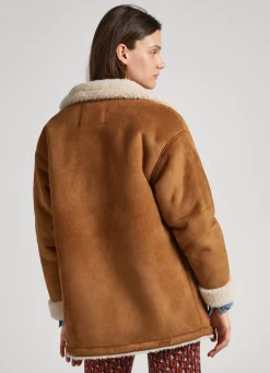 Women Pepe Jeans Suedette Coat With Fleece Lining