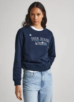 Women Pepe Jeans Sweatshirt W/ Embroidered Logo