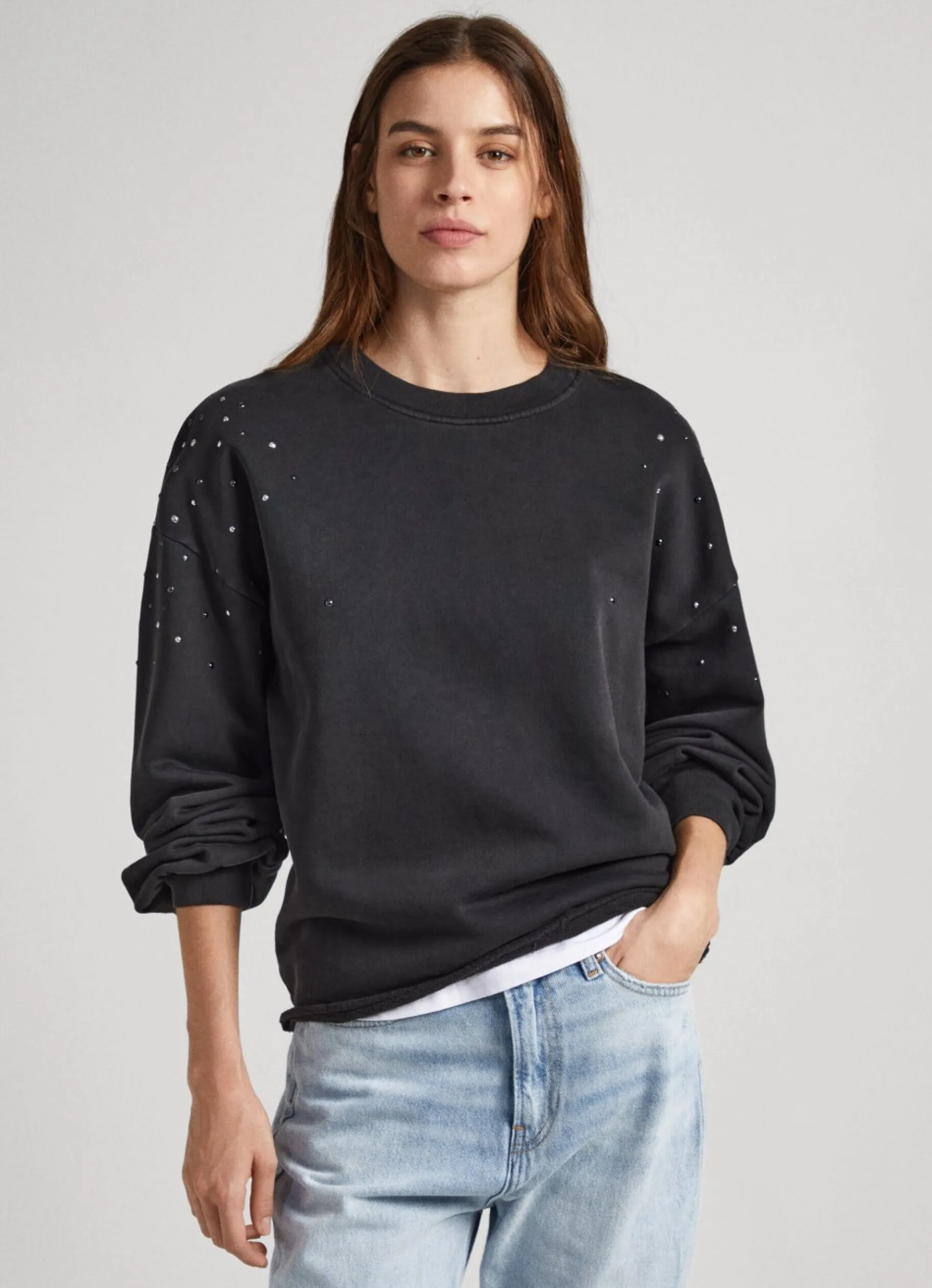 Women Pepe Jeans Sweatshirt W/ Gemstone Beading