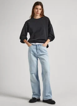 Women Pepe Jeans Sweatshirt W/ Gemstone Beading