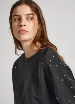 Women Pepe Jeans Sweatshirt W/ Gemstone Beading