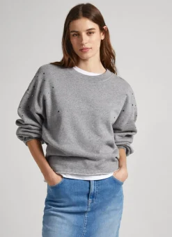 Women Pepe Jeans Sweatshirt W/ Gemstone Beading