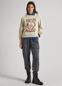 Women Pepe Jeans Sweatshirt W/ Peace & Love Logo