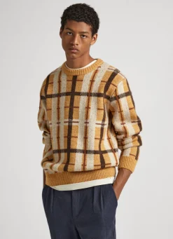 Men Pepe Jeans Tartan Check Cotton Knit