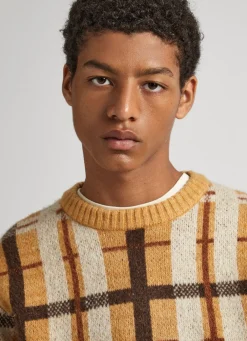 Men Pepe Jeans Tartan Check Cotton Knit