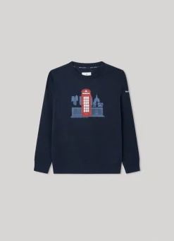 Boy Pepe Jeans Telephone Booth Printed Sweatshirt