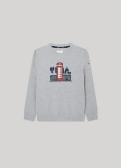 Boy Pepe Jeans Telephone Booth Printed Sweatshirt