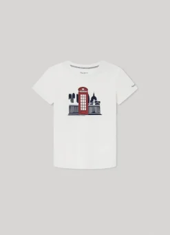 Boy Pepe Jeans Telephone Box Print T-Shirt